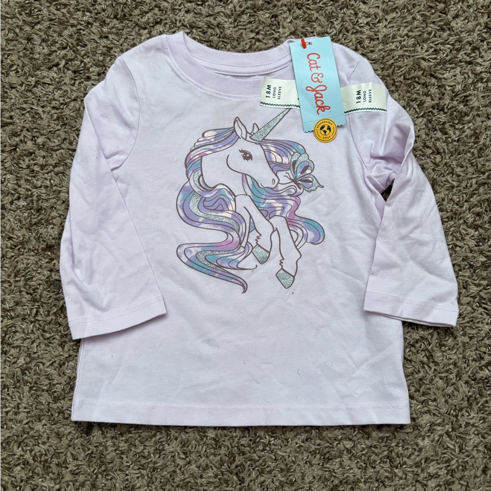 Cat & Jack Purple Unicorn Long Sleeve Tee